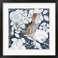 Arts and Crafts Bird Indigo II Framed Print