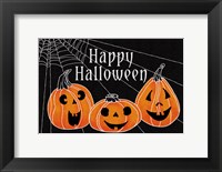 Framed Spooky Jack O Lanterns Three Pumpkins