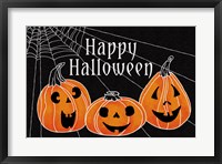 Framed Spooky Jack O Lanterns Three Pumpkins