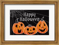 Framed Spooky Jack O Lanterns Three Pumpkins