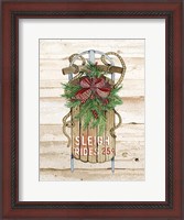 Framed Holiday Sports II on Wood Sleigh Rides