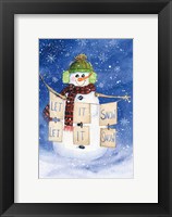 Framed Snowman Saying II on Blue