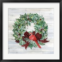 Framed Holiday Wreath I on Wood