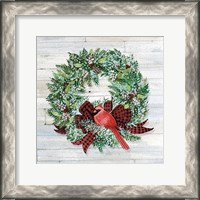 Framed 'Holiday Wreath I on Wood' border=