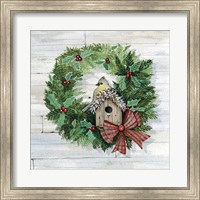 Framed Holiday Wreath III on Wood