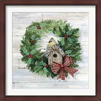 Framed Holiday Wreath III on Wood