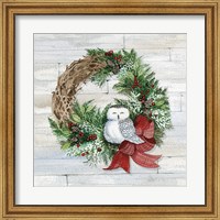 Framed Holiday Wreath II on Wood