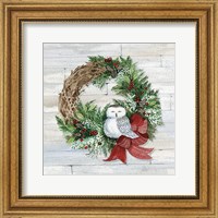 Framed Holiday Wreath II on Wood
