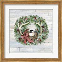 Framed Holiday Wreath IV on Wood