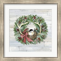 Framed Holiday Wreath IV on Wood