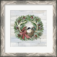 Framed Holiday Wreath IV on Wood