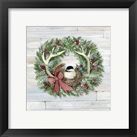 Framed 'Holiday Wreath IV on Wood' border=
