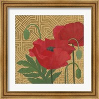 Framed 'More Poppies with Pattern' border=