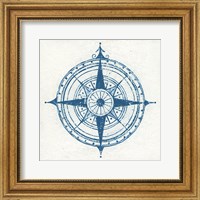 Framed Indigo Gild Compass Rose II