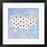 Framed Modern Americana Farm I on Blue