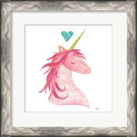 Framed Unicorn Magic II Heart Sq Pink