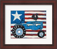Framed Modern Americana Flag with Tractor