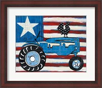 Framed Modern Americana Flag with Tractor