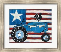 Framed Modern Americana Flag with Tractor