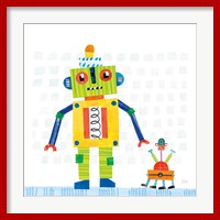 Framed Robot Party IV on Square Toys