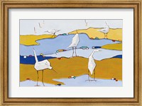 Framed Marsh Egrets VI Dark Sand