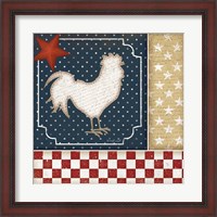 Framed Red White and Blue Rooster I