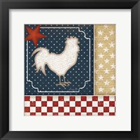 Framed 'Red White and Blue Rooster I' border=