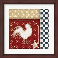 Framed Red White and Blue Rooster IV