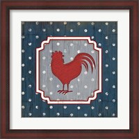 Framed Red White and Blue Rooster X