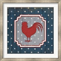 Framed Red White and Blue Rooster X