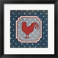 Framed Red White and Blue Rooster X