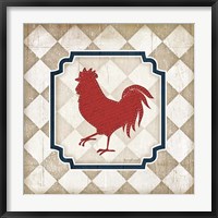 Framed Red White and Blue Rooster XI