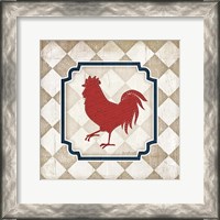 Framed Red White and Blue Rooster XI