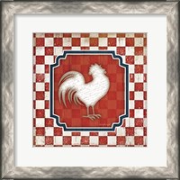Framed Red White and Blue Rooster XII
