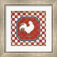 Framed Red White and Blue Rooster XII