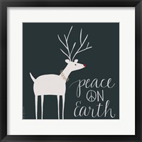 Peace on Earth Reindeer Framed Print