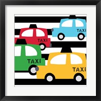 Framed 'Bright Multi Taxis' border=