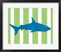 Framed 'Blue and Green Shark' border=