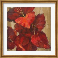 Framed Vivid Red Gladiola on Gold Crop