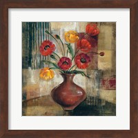 Framed 'Poppies in a Copper Vase I' border=