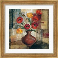 Framed 'Poppies in a Copper Vase I' border=