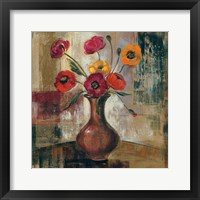 Framed 'Poppies in a Copper Vase II' border=