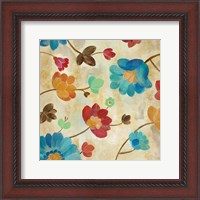 Framed Coral and Teal Garden II