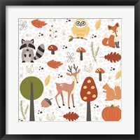 Framed Fall Tree & Animal Pattern