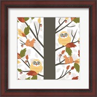 Framed Fall Owls in a Tree
