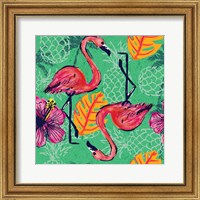 Framed Tropical Flamingo Pattern
