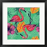 Tropical Flamingo Pattern Framed Print