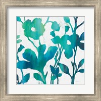 Framed Teal Trio V on White