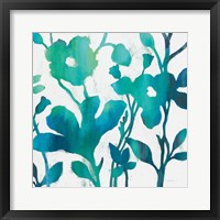 Teal Trio V on White Framed Print