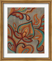 Framed Bohemian Paisley II Turquoise Neutral